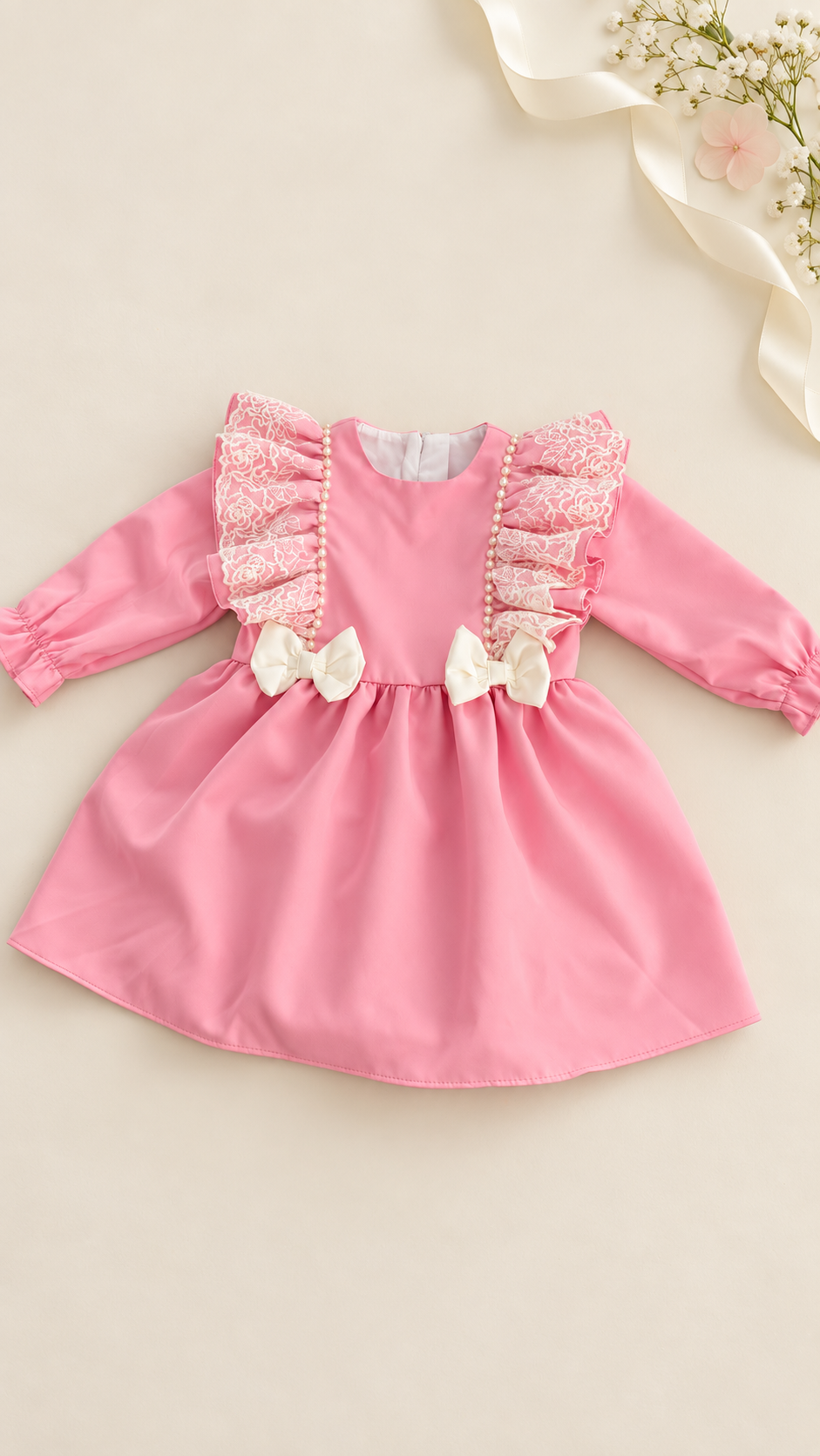 Rochie de botez roz personalizata cu nume