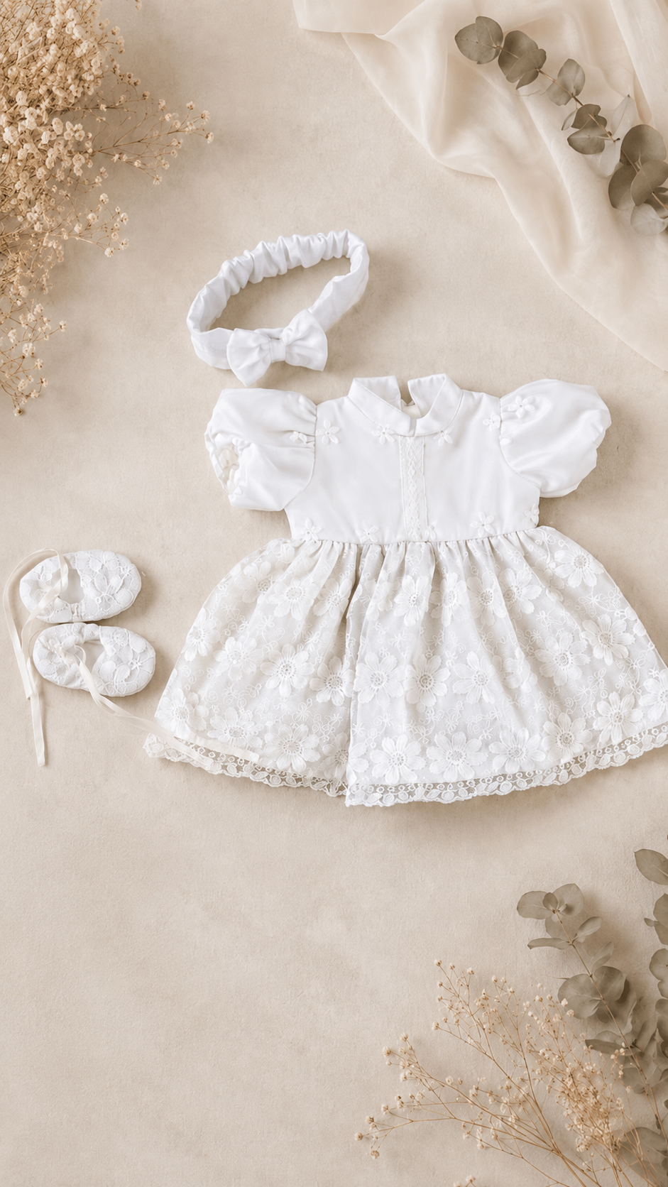 Rochie botez fetite alba Amelie