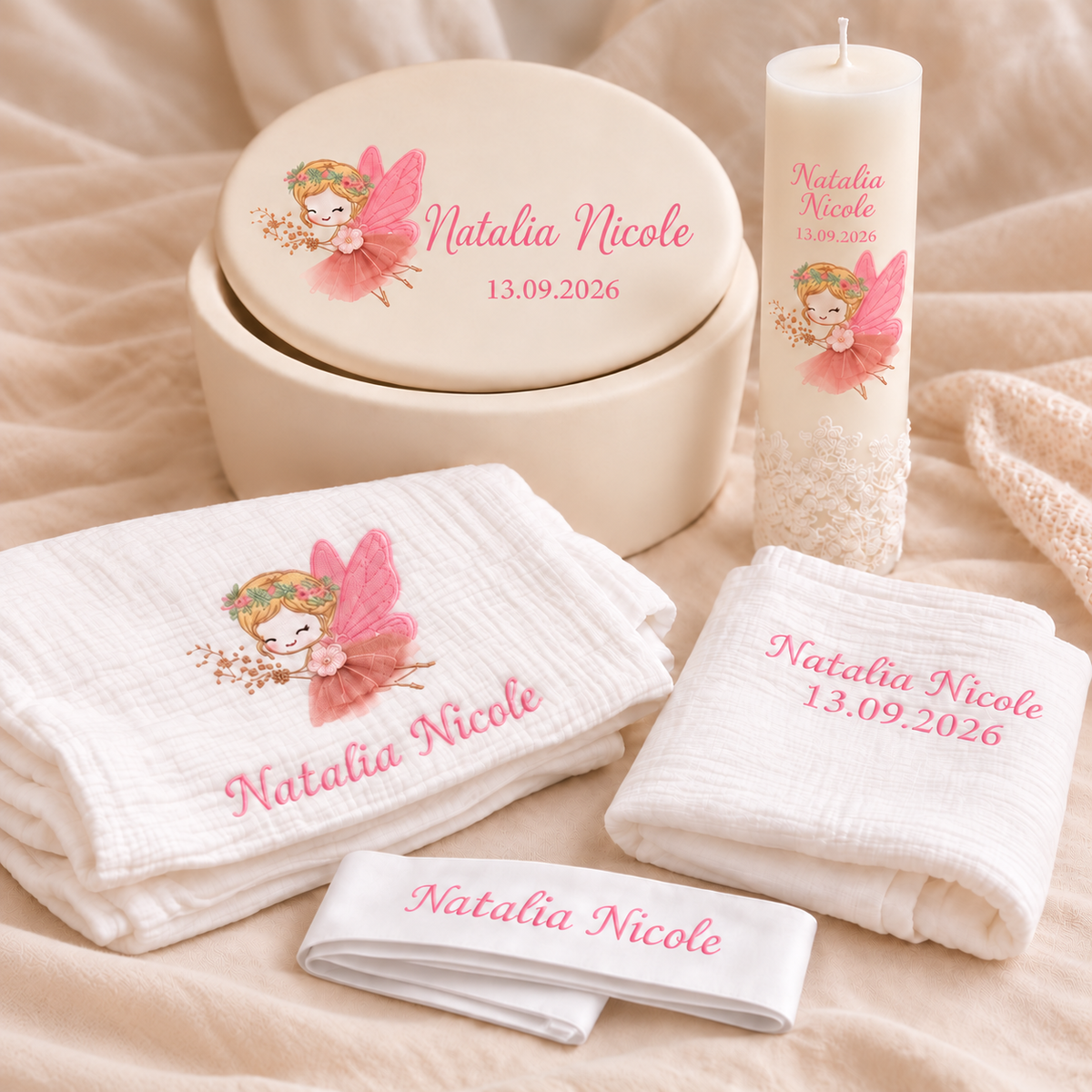 Trusou botez Luxury Alb cu Zana