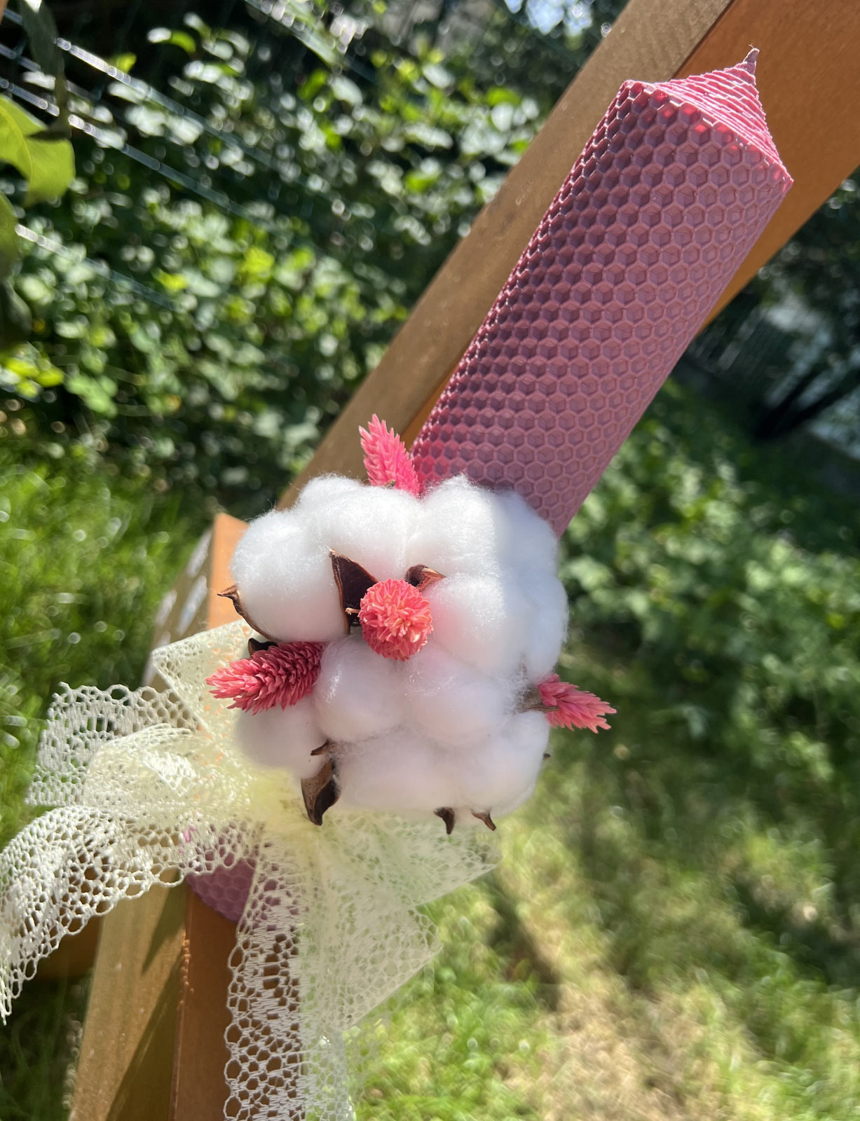 Lumanare ceara naturala Pink Cotton