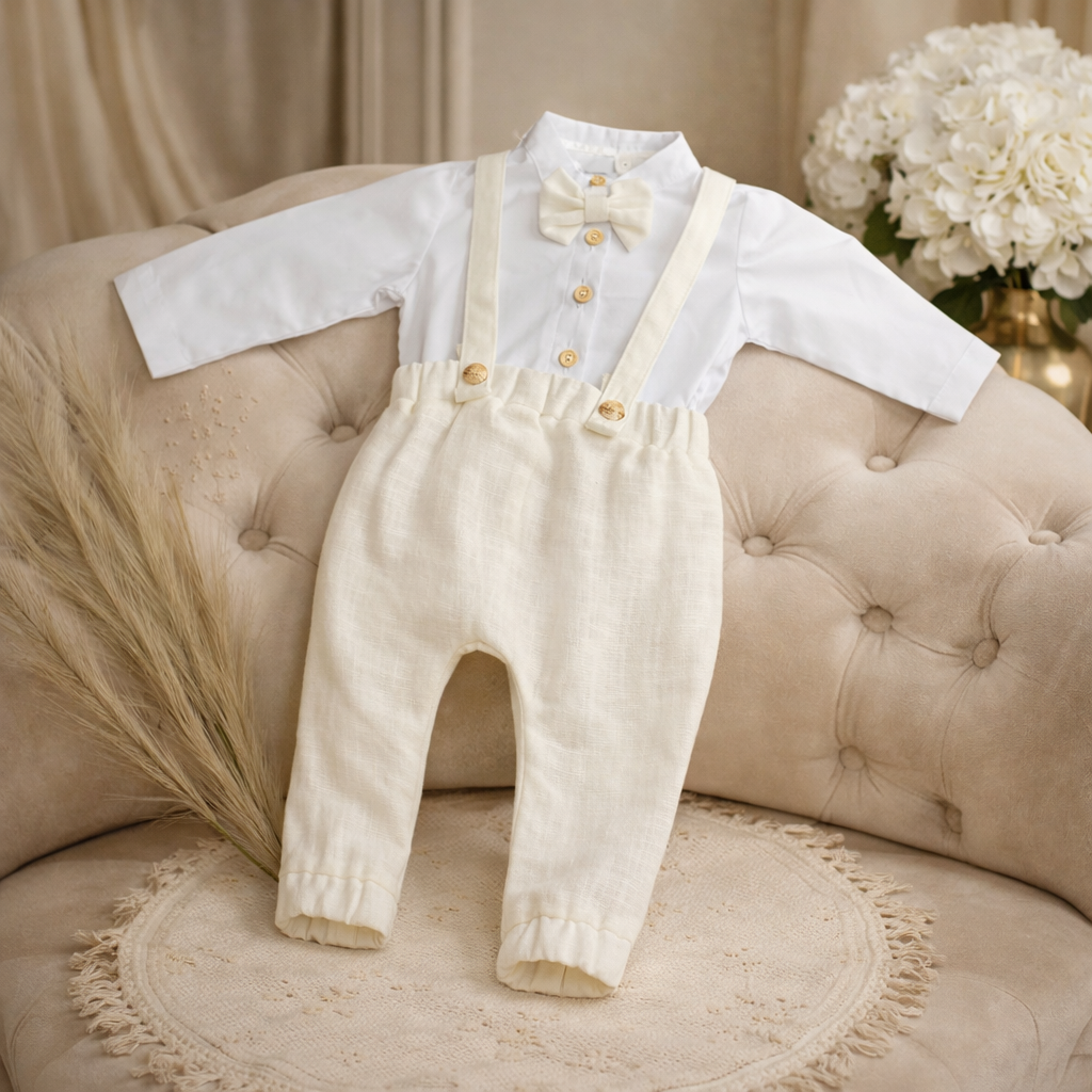 Set botez Angelo alb -3 piese