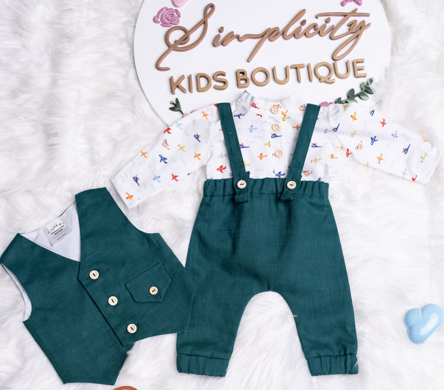 Set botez baietei Plain - Verde