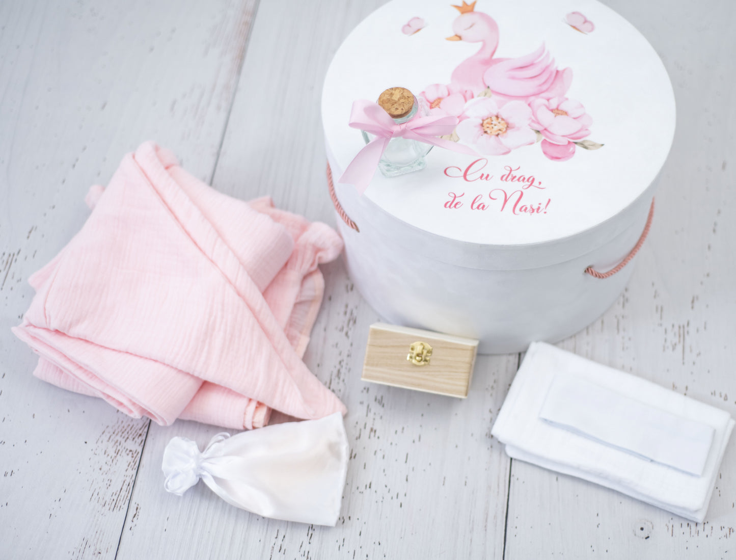 Trusou botez Swan pink