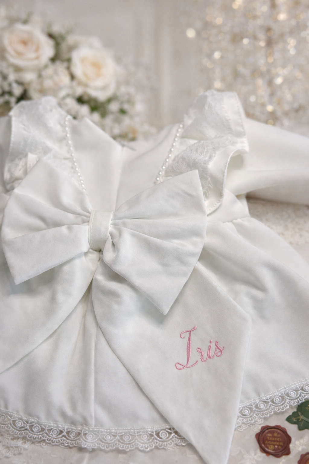Rochie fetite botez alba personalizată