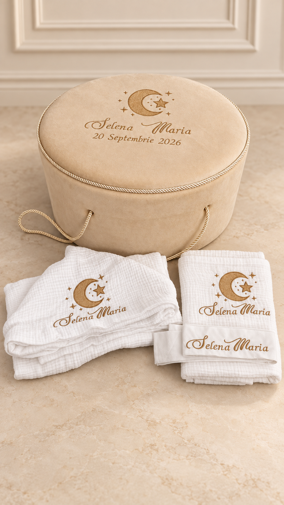 Trusou botez Luxury Beige - Luna si Stele