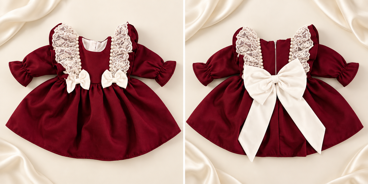 Rochie fetite botez Bordeaux personalizata