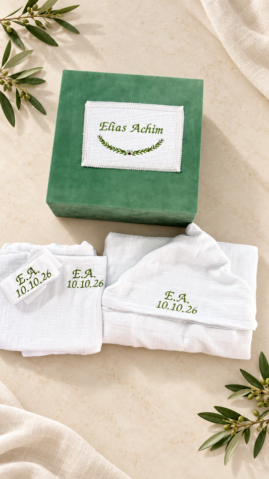 Trusou botez khaki - cutie din catifea