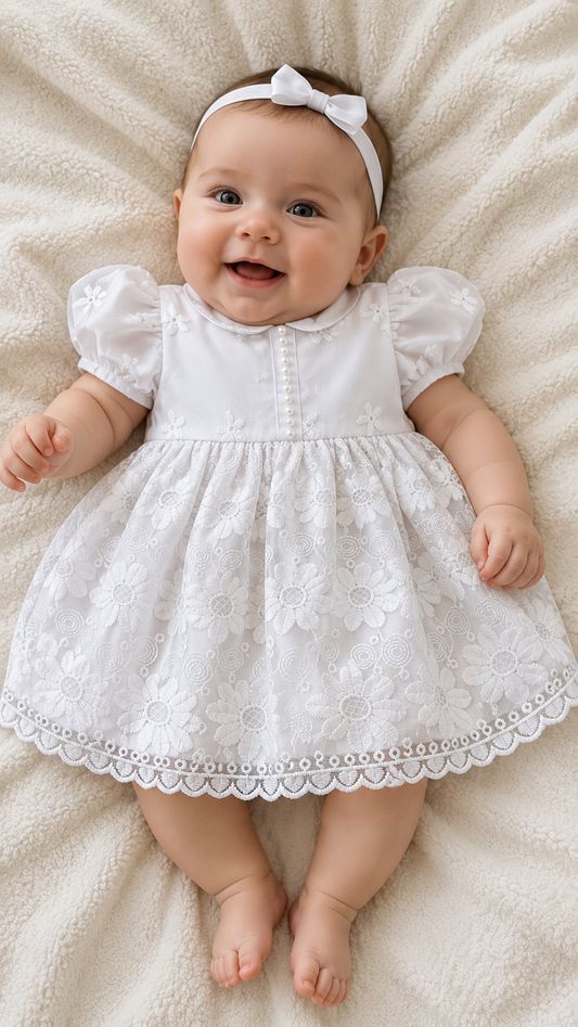 Rochie botez fetite alba Amelie