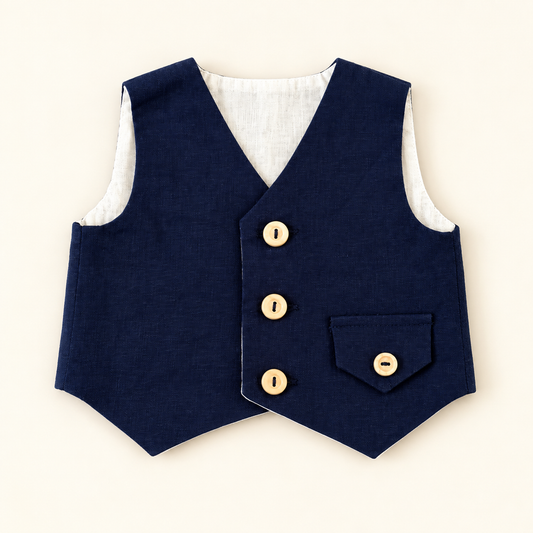 Vesta botez baietei bleumarin