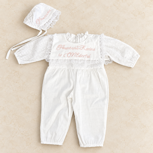 Set personalizat bebelus salopeta+boneta
