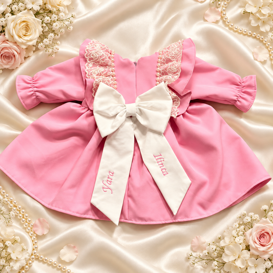 Rochie de botez roz personalizata cu nume