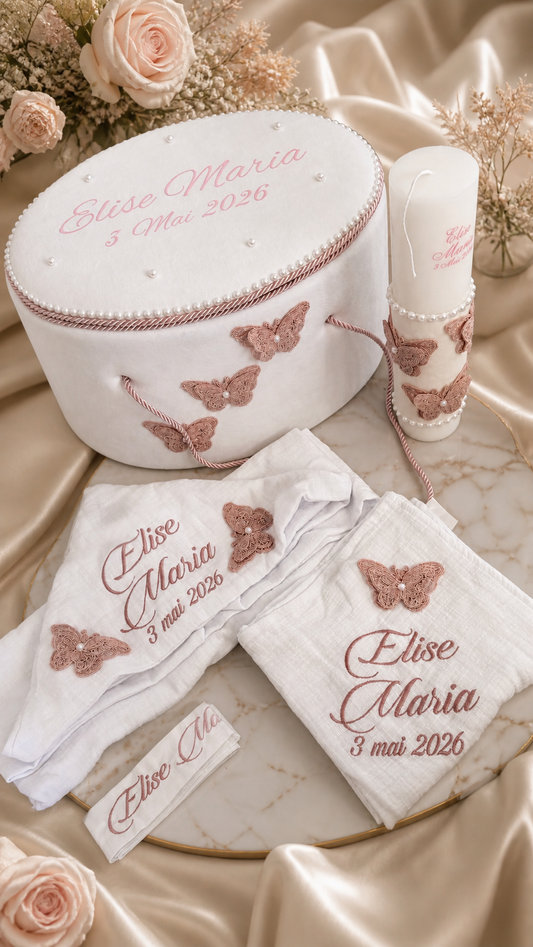 Trusou botez - fluturi roz