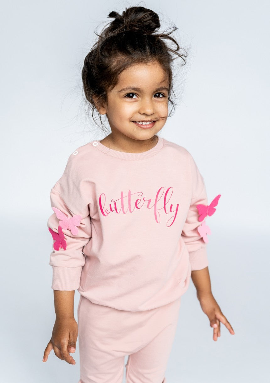 Bluza fetite Roz Butterfly