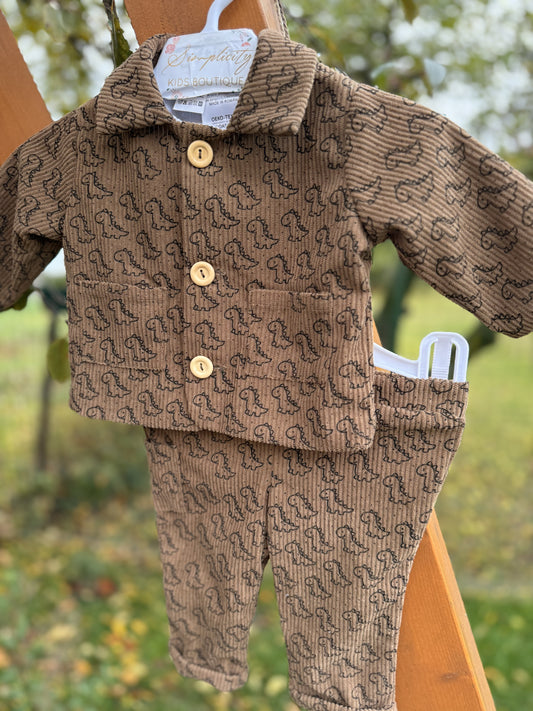 Compleu băieți bluza-pantalon cu dinozauri