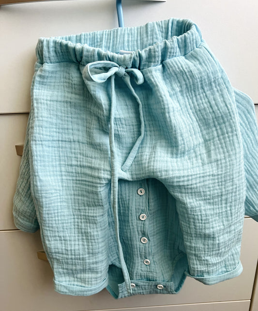 Pantaloni Muselina Albaștri