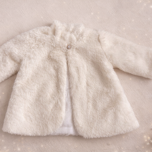 Palton fetite din blanita alba