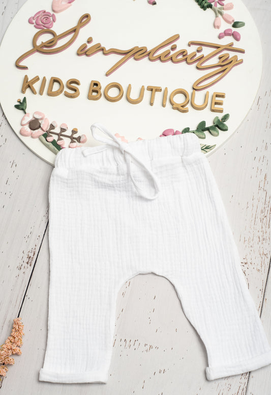 Pantaloni Muselina albi