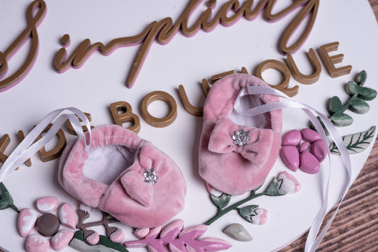 Papucei Bebelus Pink - catifea