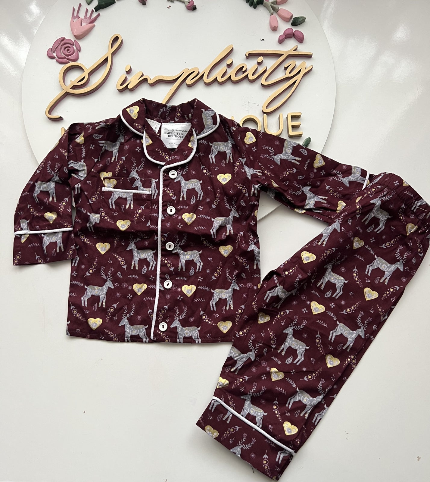 Pijama Reindeer Burgundy