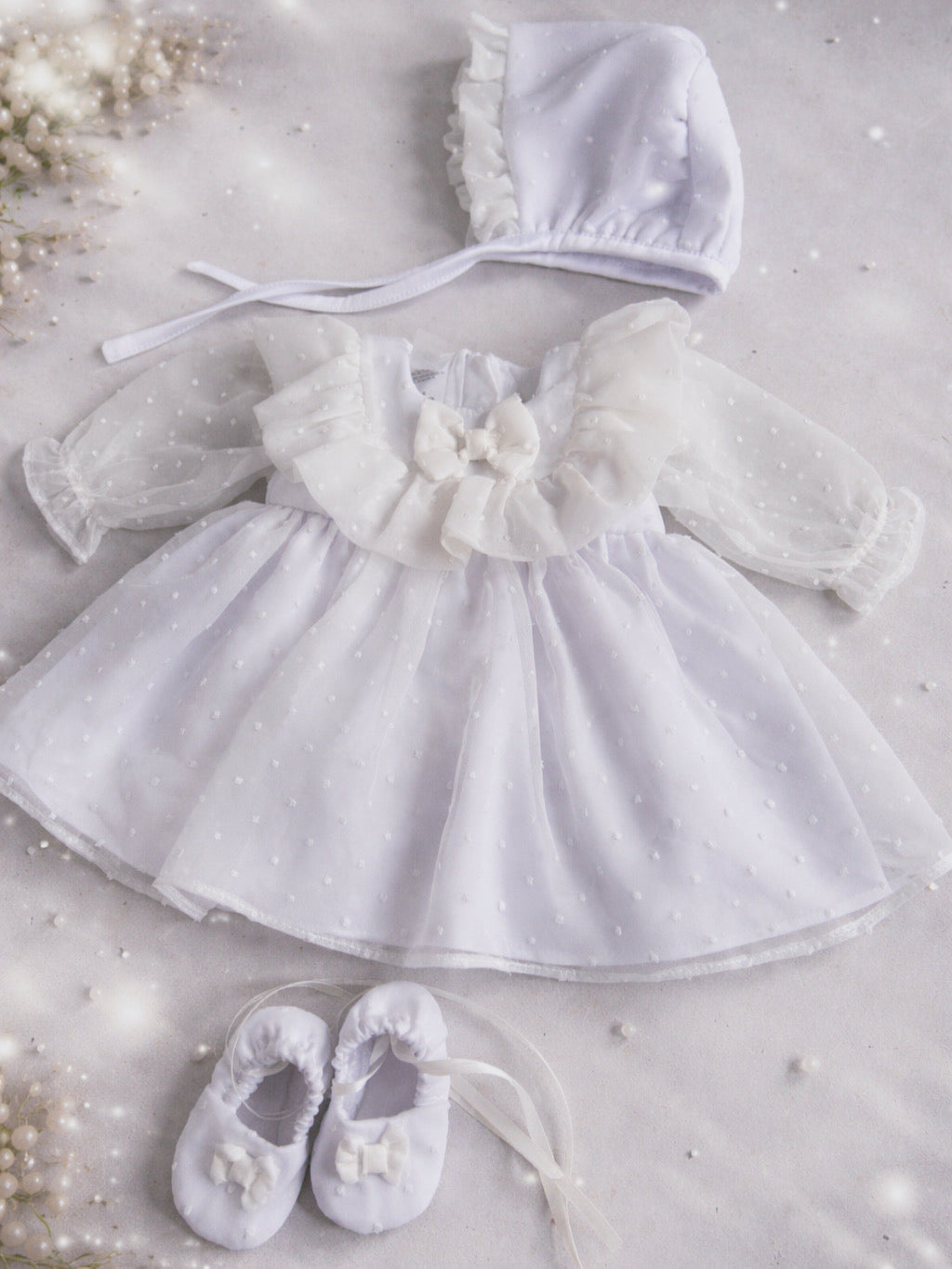 Rochie fetite botez voal alb