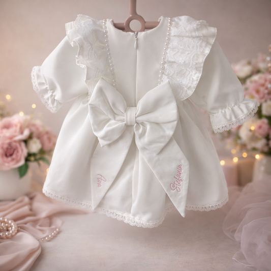 Rochie fetite botez alba personalizata