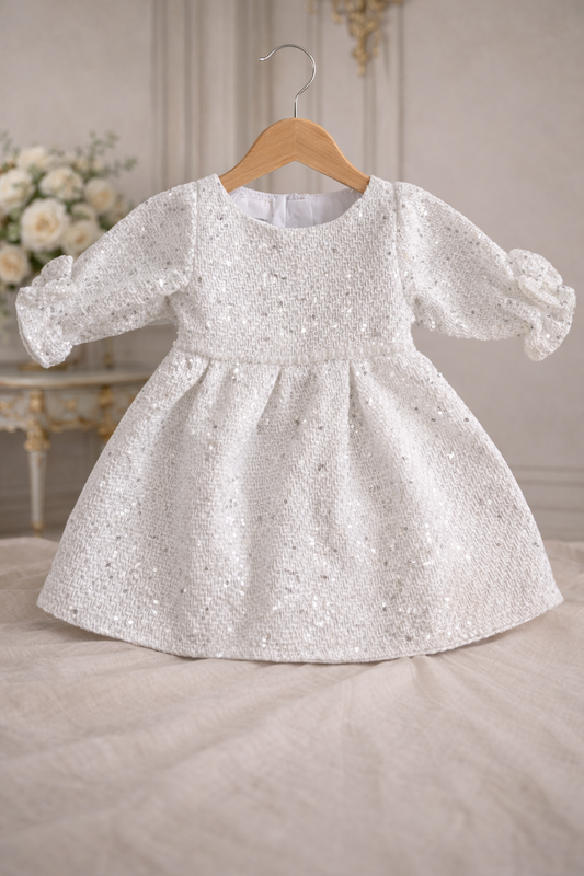 Rochie fetite botez stofa alb