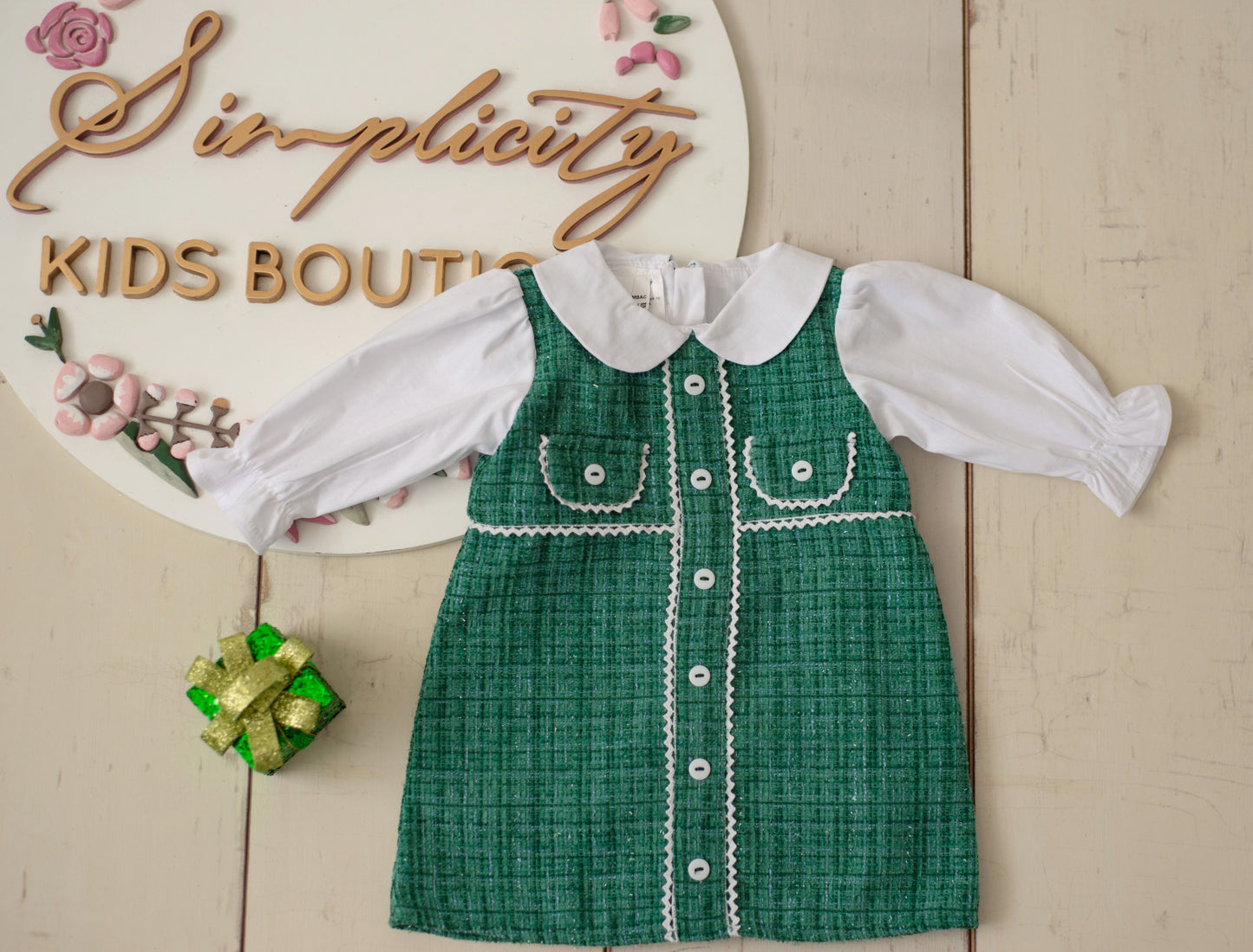 Rochie fetite botez stofa Green