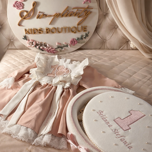 Set pentru fetite prima aniversare - rochie +tavita
