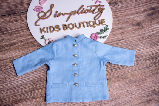 Sacou botez baieti albastru