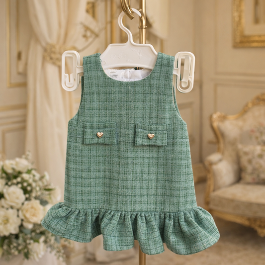 Sarafan fetite stofa verde