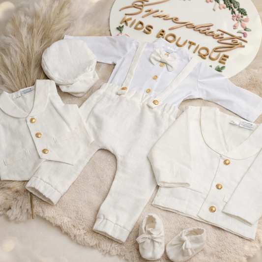 Set botez Angelo alb - 7 piese