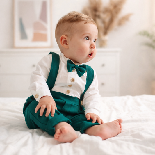 Set botez baieti Saian - Verde - 3 piese