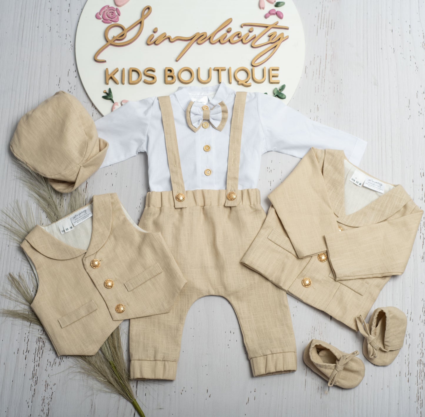 Set botez Angelo Beige - 3 piese