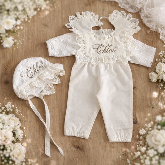 Set personalizat bebelus salopeta+boneta