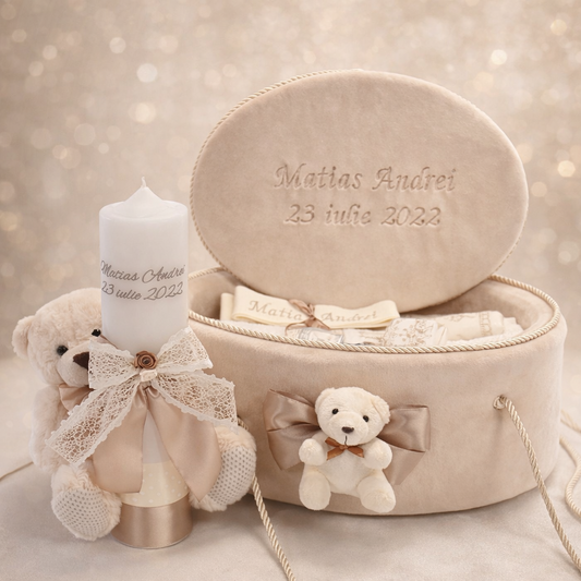 Trusou botez Luxury beige urs mare