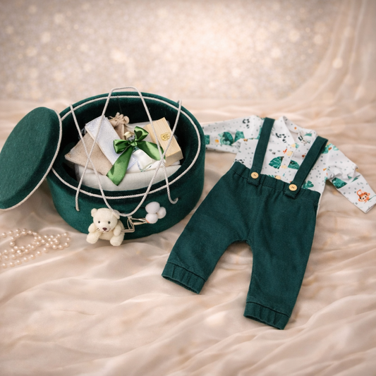 Trusou botez Luxury Green + costum botez Safari