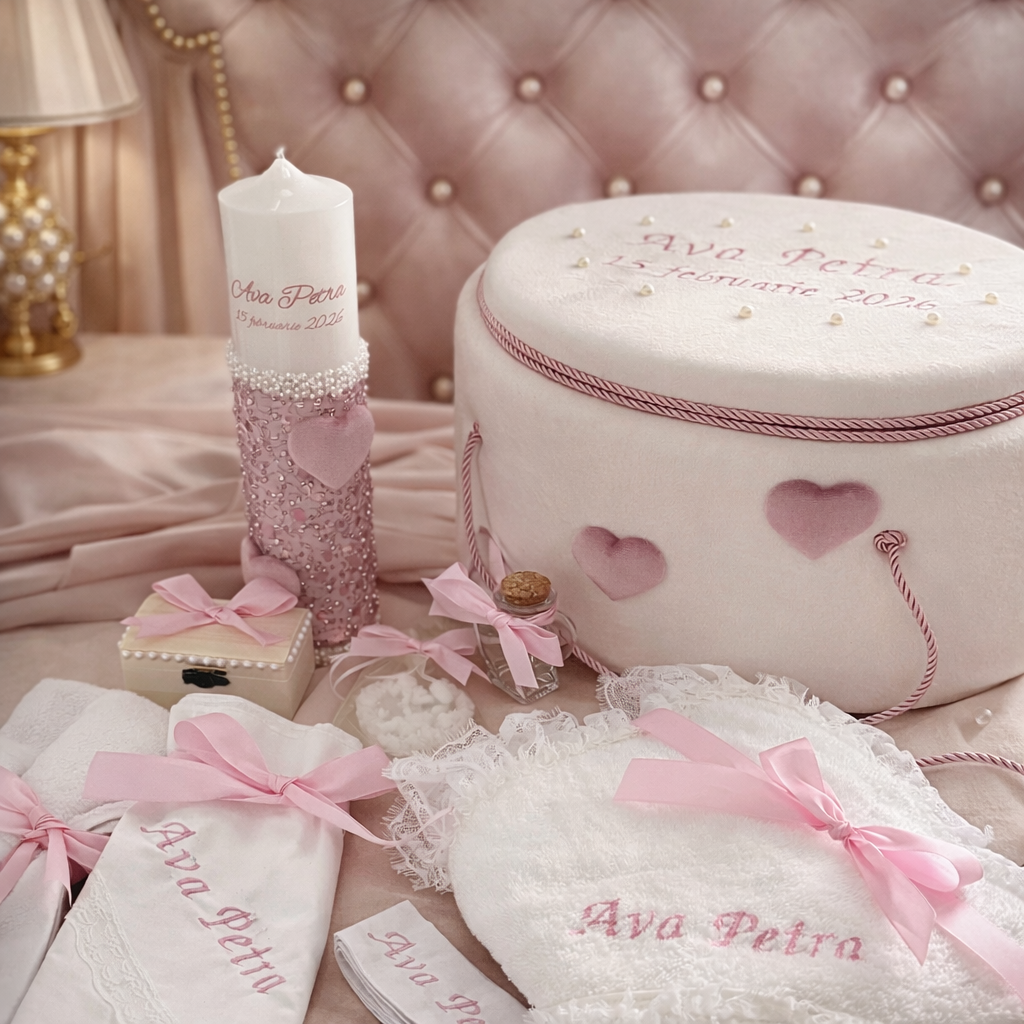 Trusou botez Premium cu inimioare